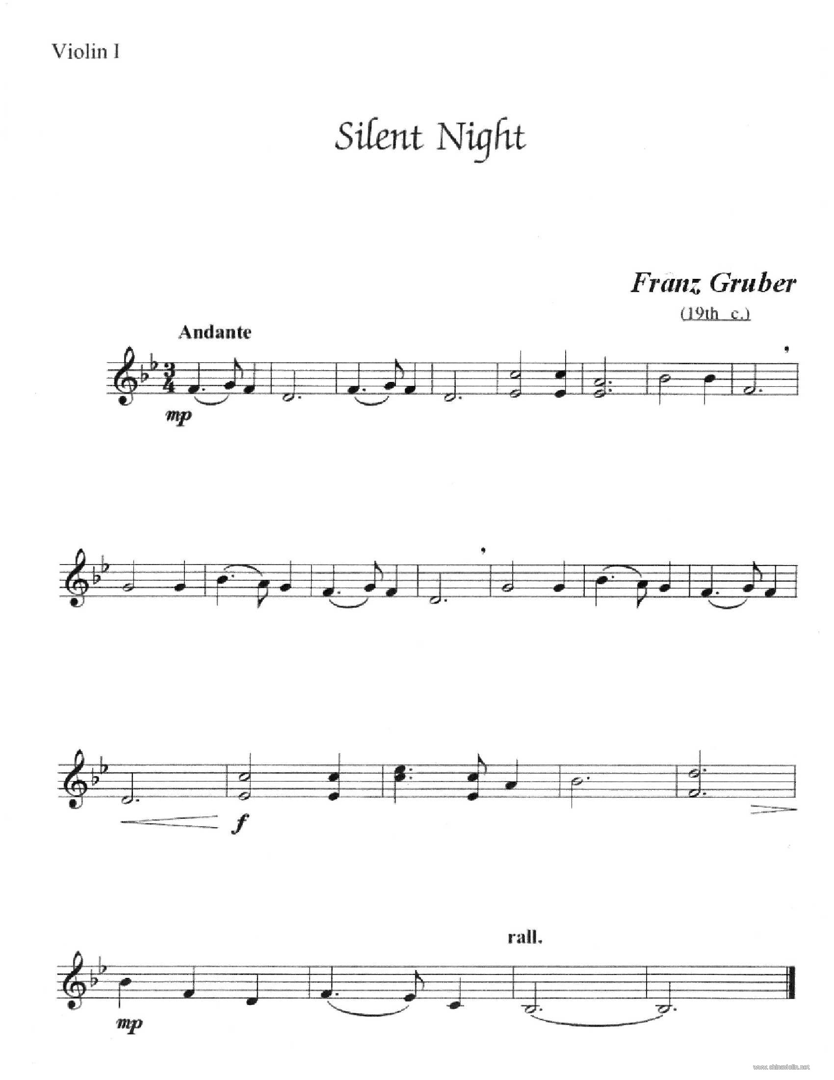弦乐四重奏分谱《平安夜》1 Violin I.jpg